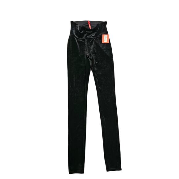NEW Spanx Pants Womens xs Extra Small Black Velvet velour Leggings y2k classic - Picture 1 of 7
